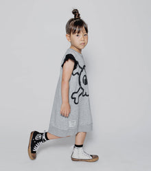 Kid | Ruffled Sleeve Sweatdress | Heather Grey