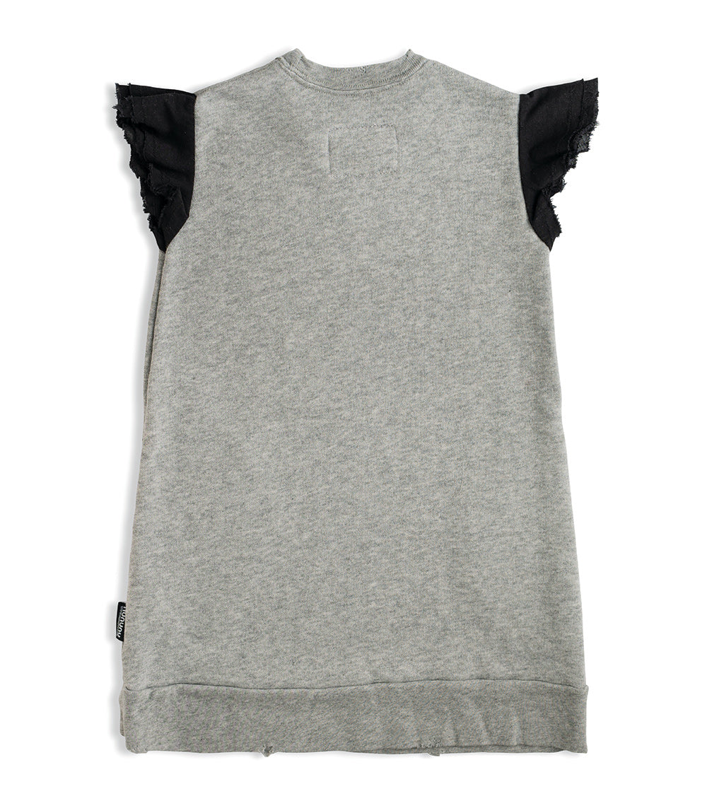 Kid | Ruffled Sleeve Sweatdress | Heather Grey