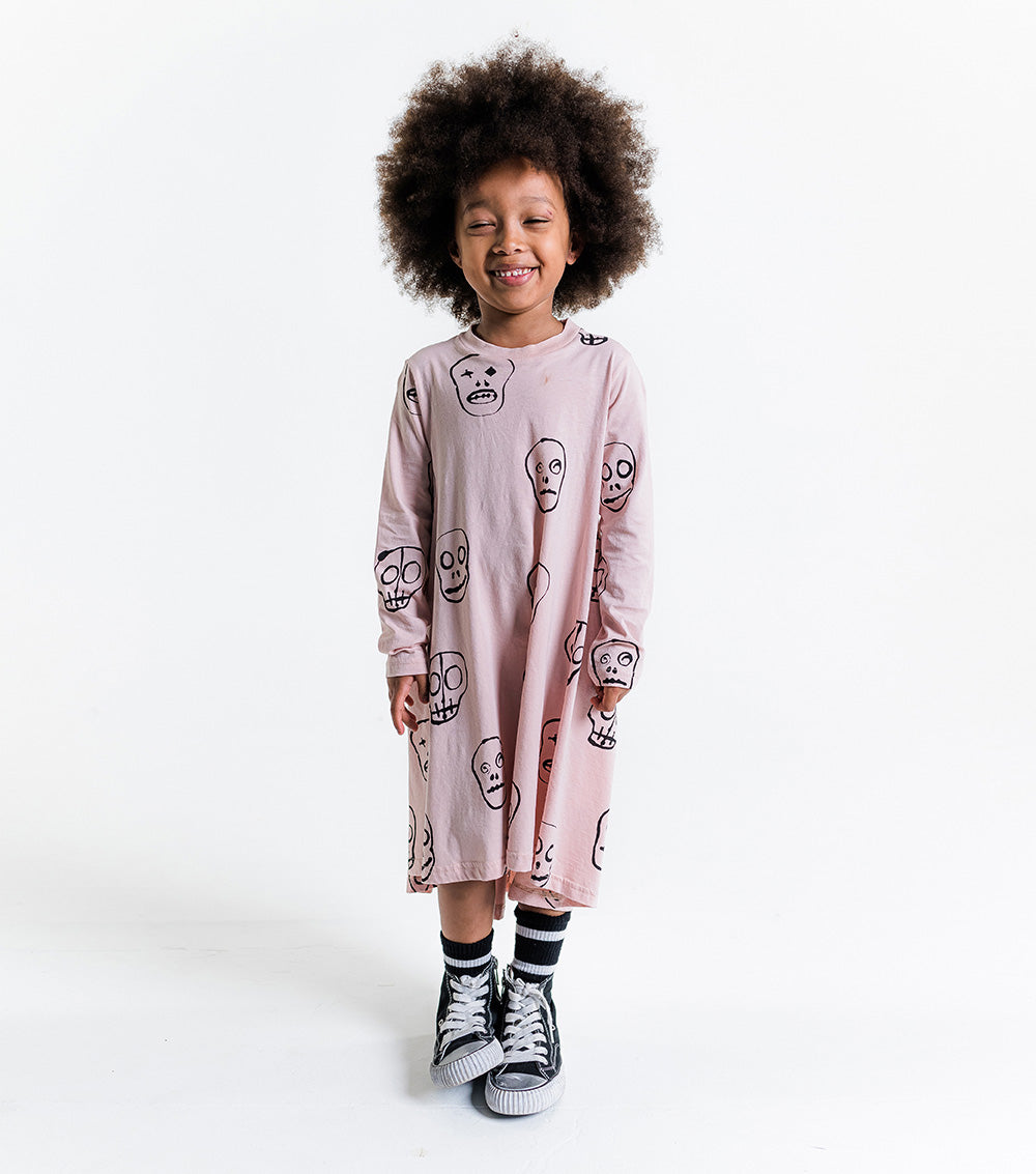 Kid | 360 Skull Mask Dress | Powder Pink
