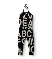 Kid | Alphabet Collar Overall | Black