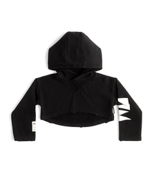 Kid | Cropped Hi-Lo Hoodie | Black