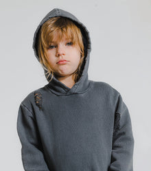 Kid | Deconstructed Hooded Dress | Dyed Graphite