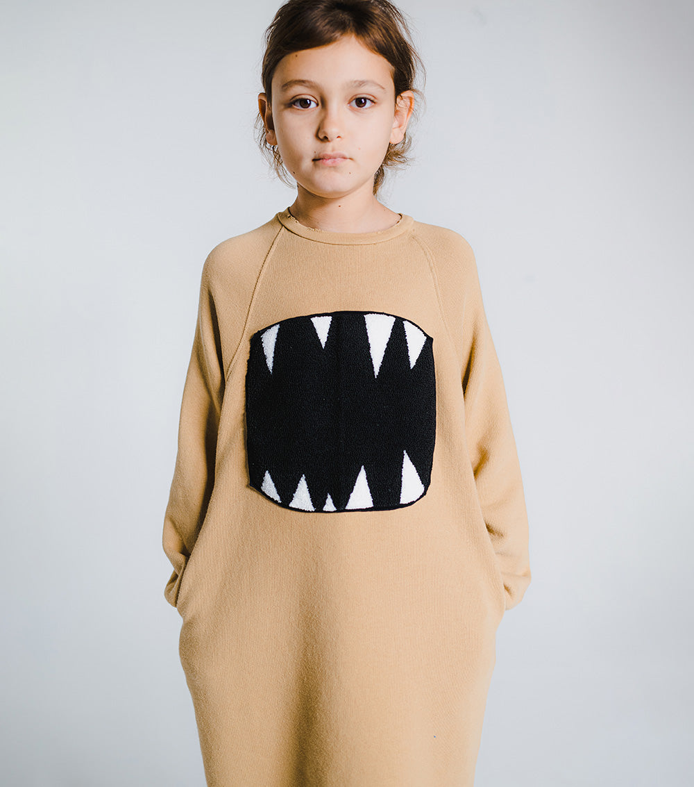 Kid | Fuzzy Roar A Dress | Mocha