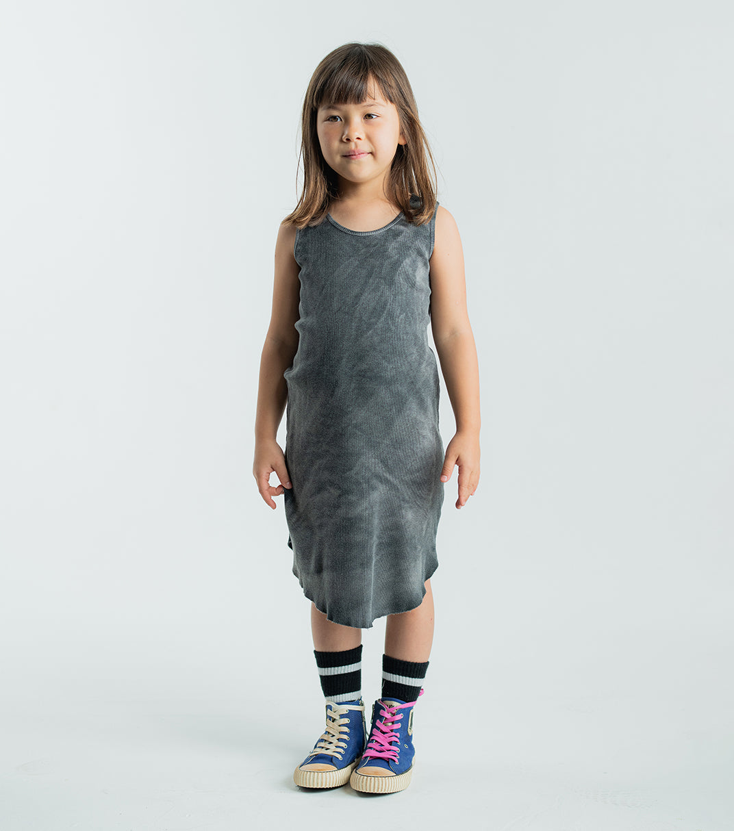 Kid | Brushed Tank Top Dress | Washed Black