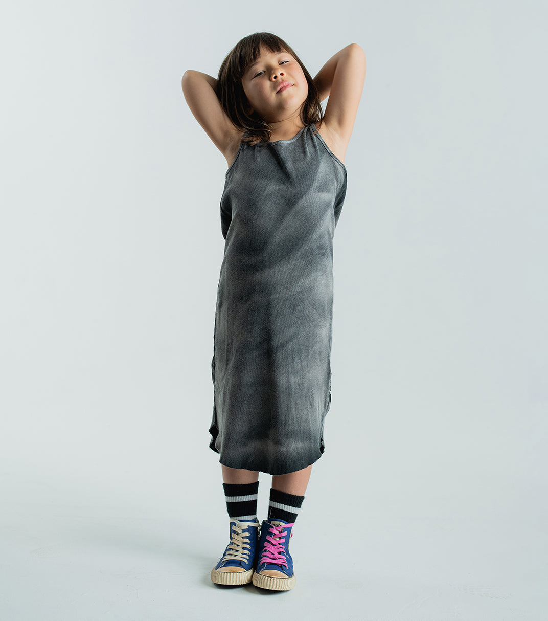Kid | Brushed Tank Top Dress | Washed Black