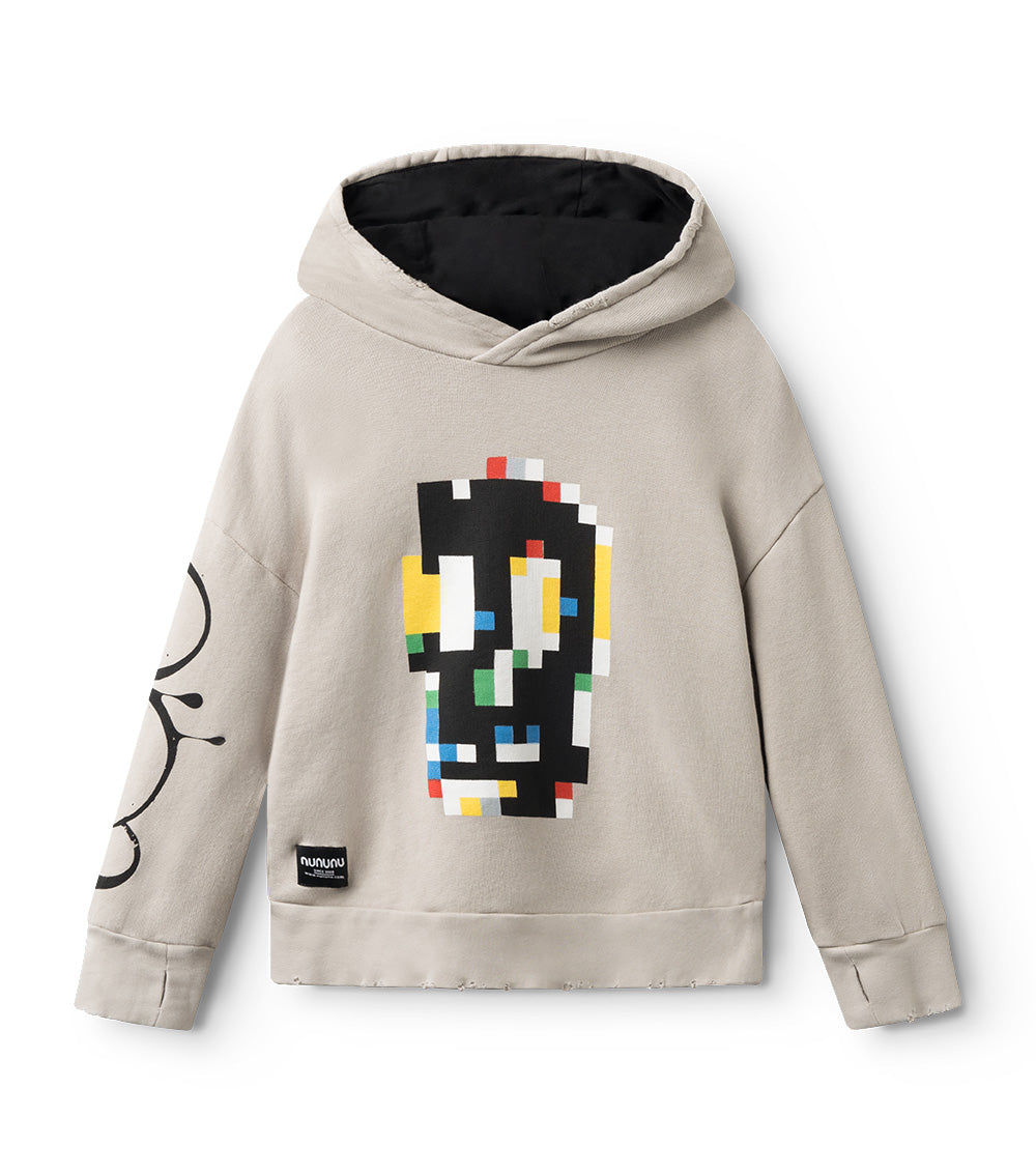 Kid | Pixel Skull Hoodie | Smokey Grey