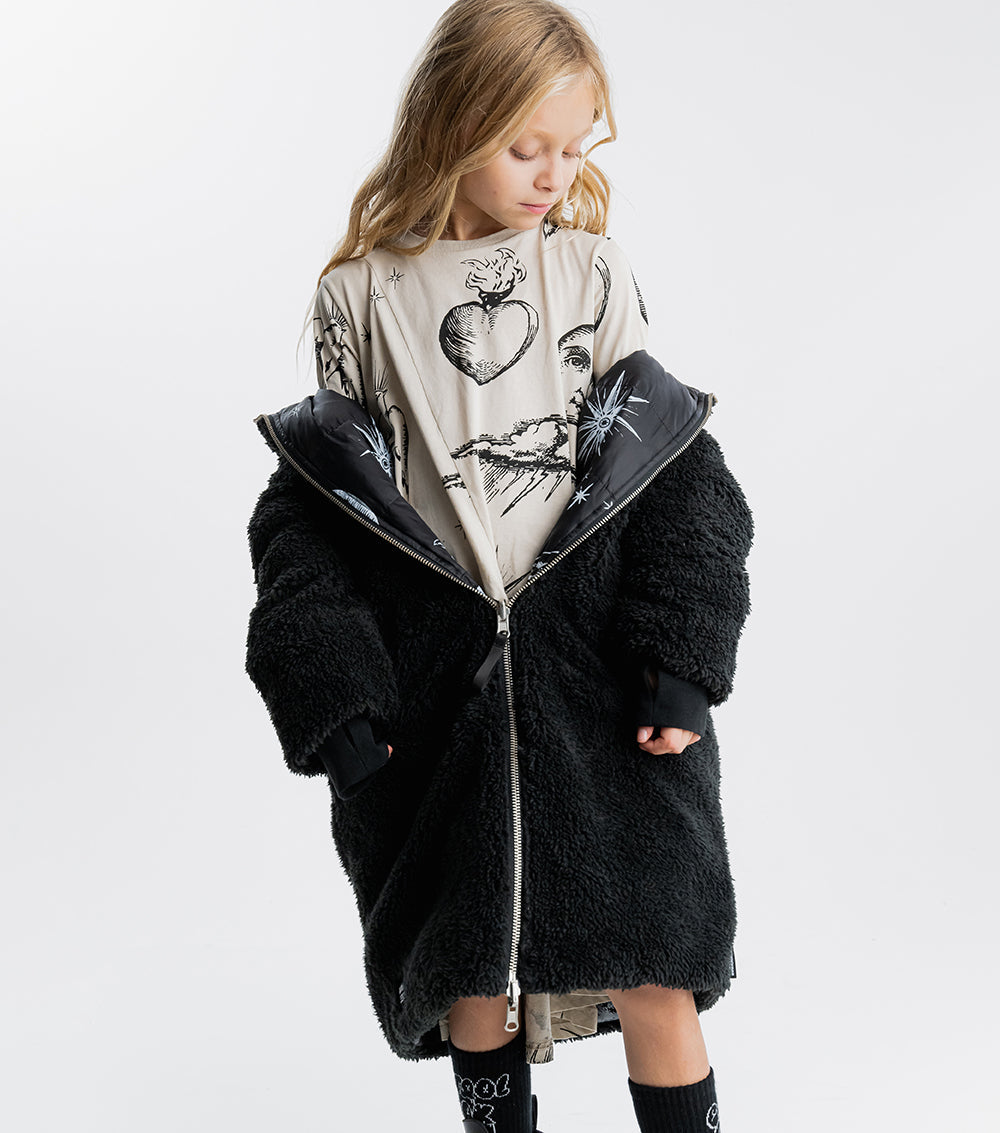 Kid | All Inked Reversible Down Coat | Black