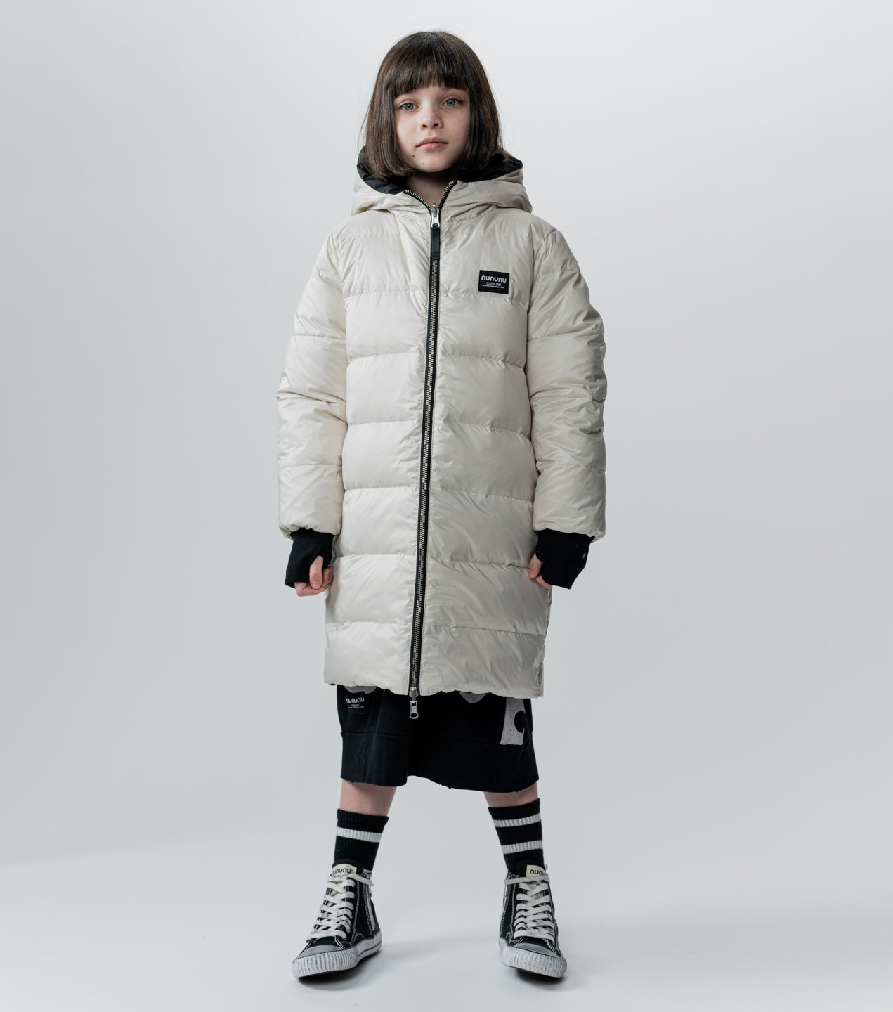 Unisex | Reversible Side Eye Down Coat | Black x Smokey Natural