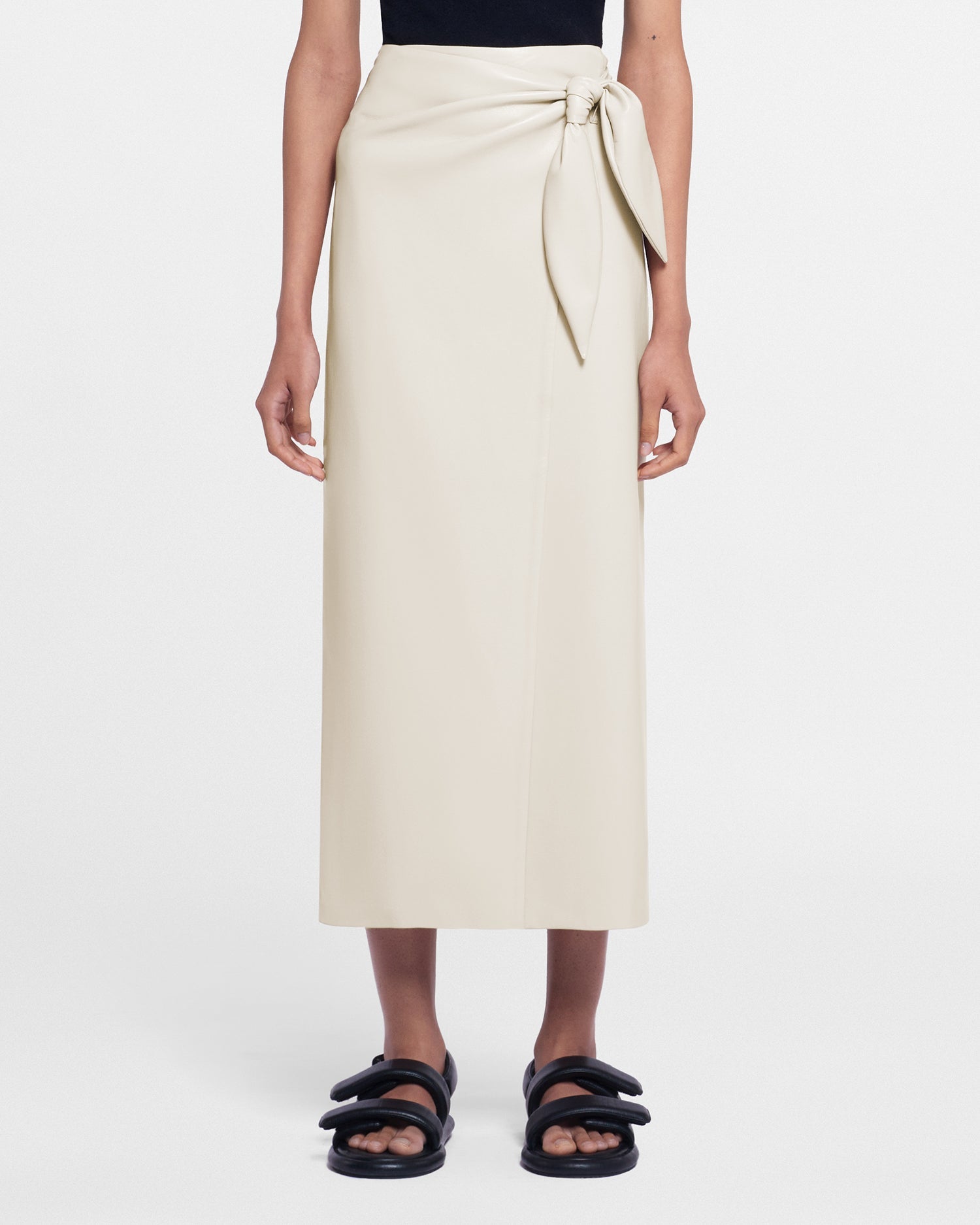 Amas Okobor Alt-Leather Sarong Skirt | Creme