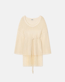 Womens | Carianne Fringed Crochet Mini Dress | Creme