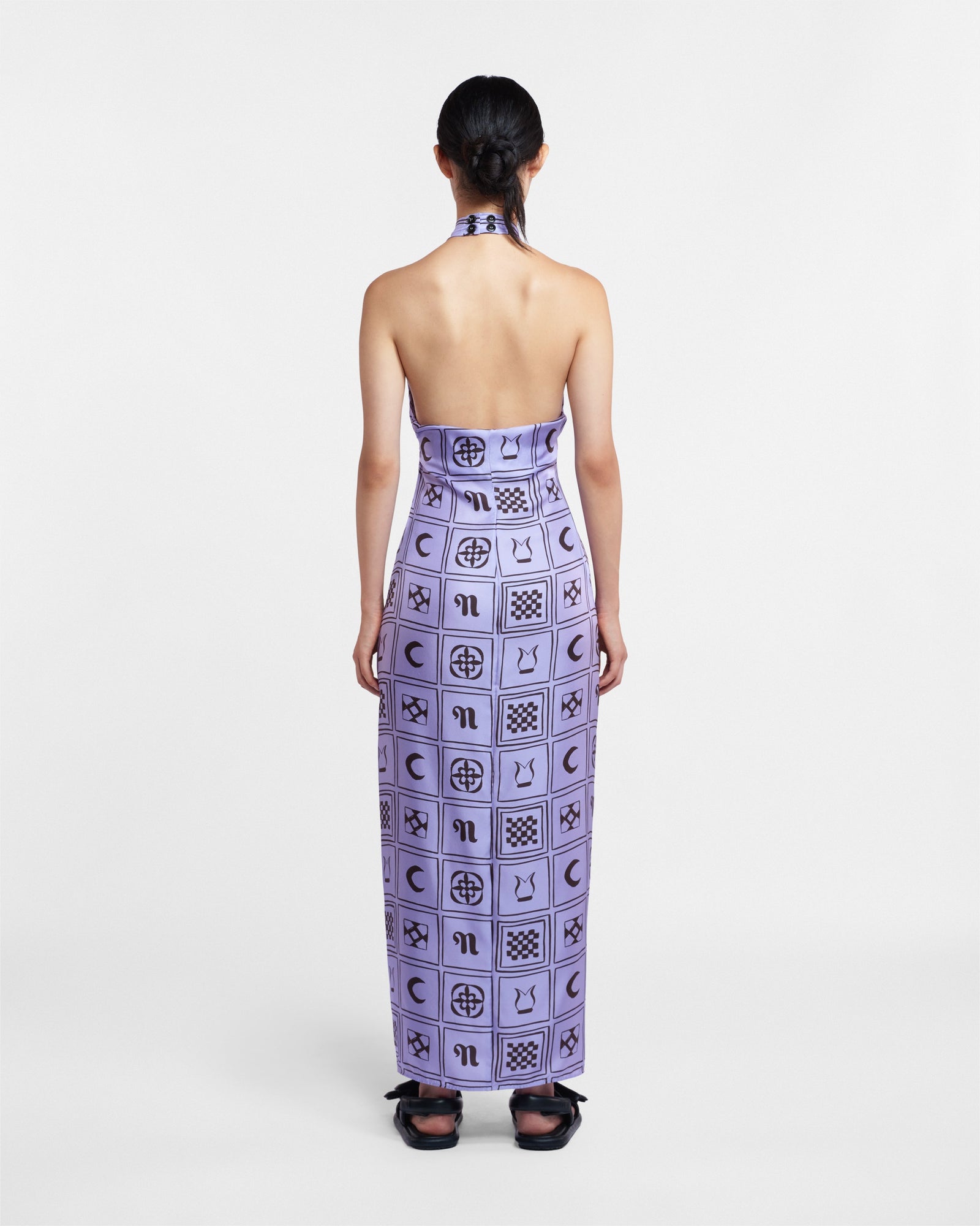 Womens | Elima Silk-Twill Halterneck Dress | Kopjafa Lilac