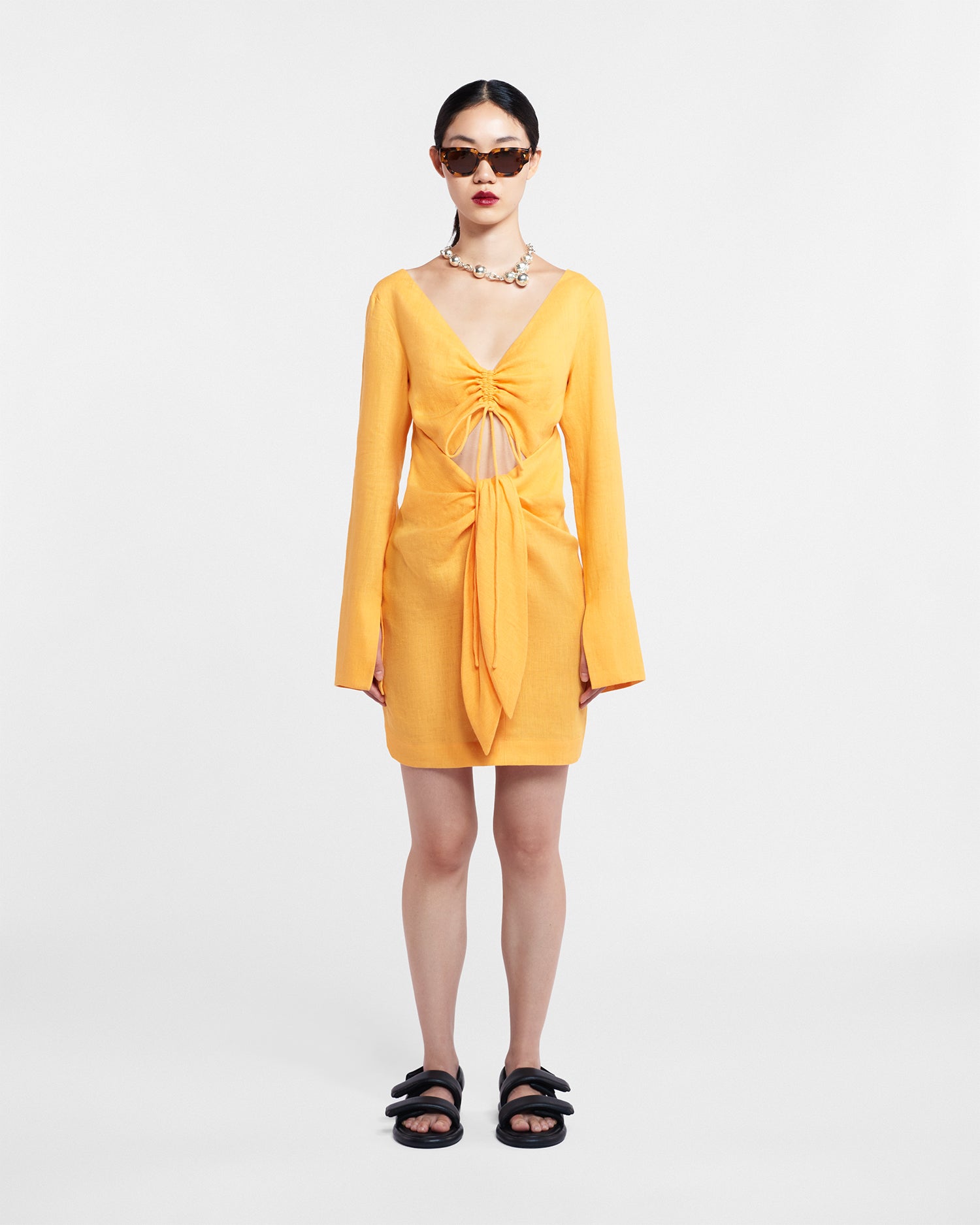 Womens | Gilia Ruched-Front Dress | Orange Pf23