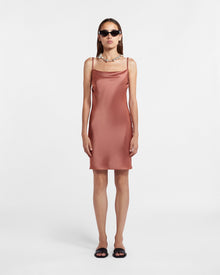 Womens | Merva Slip Satin Mini Dress | Brown Terra