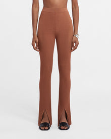 Womens | Anny Ribbed-Knit Pants | Chestnut