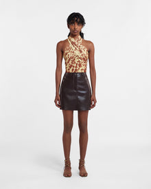 Womens | Miray Okobor Alt-Leather Mini Skirt | Coffee Ground