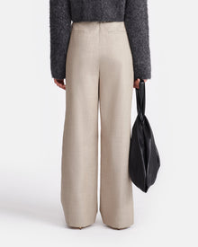 Womens | Ulani Leather And Twill Suiting Wide-Leg Pants | Taupe/Black