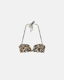 Manou Ruched Halterneck Bikini Top | Leopard