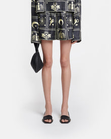 Womens | Exter Printed Silk-Twill Boxer Shorts | Folk Art Black