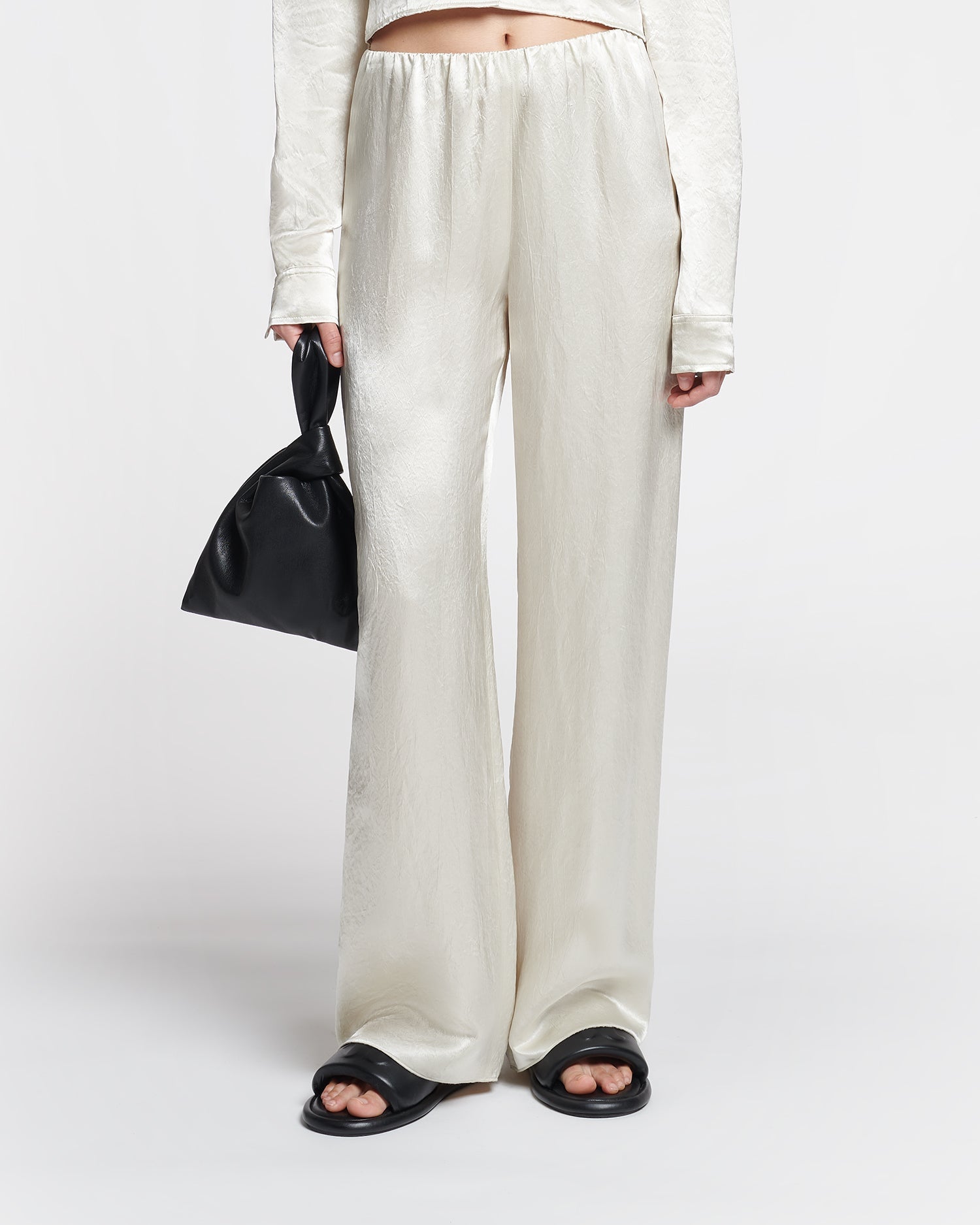 Womens | Brenda Crinkled-Satin Pants | Ecru