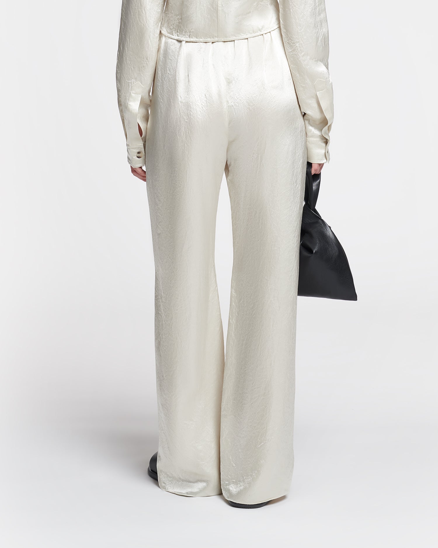 Womens | Brenda Crinkled-Satin Pants | Ecru