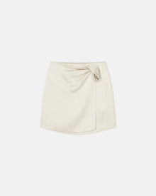 Womens | Kole Ruched Crinkled-Satin Mini Skirt | Ecru