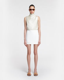 Womens | Colson Crinkled-Satin Turtleneck Top | Ecru