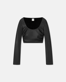 Maylah Cropped Okobor Alt-Leather Top | Black