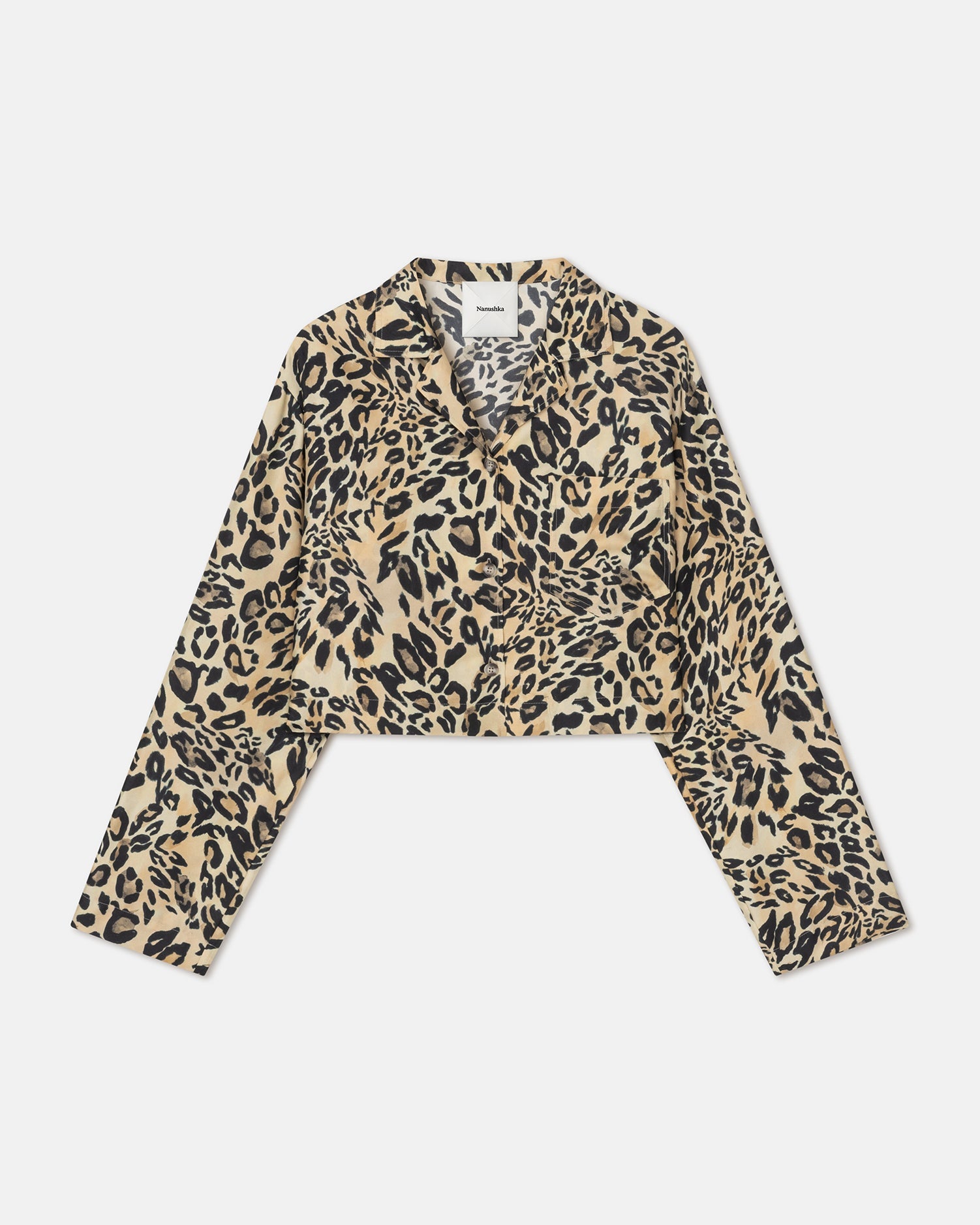 Vally Cropped Printed Twill-Silk Shirt | Leopard