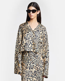 Vally Cropped Printed Twill-Silk Shirt | Leopard