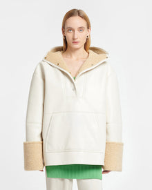 Maso Hooded Bonded Shearling Pullover | Creme/Crayon