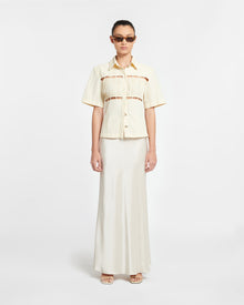 Satu Pleated Poplin Shirt | Creme