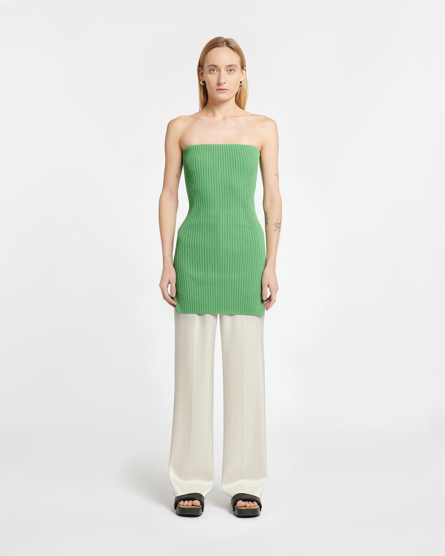 Brynn Ribbed Sleeveless Top | Green