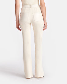 Womens | Mykas Leather-Trimmed Ribbed-Jersey Pants | Creme