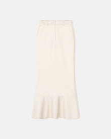 Womens | Jenace Leather-Trimmed Ribbed-Jersey Skirt | Creme