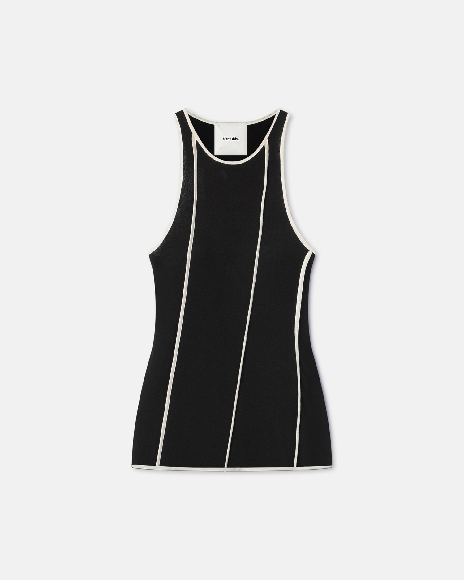 Womens | Enna Patchwork Mesh-Jersey Tank Top | Black/White Wax