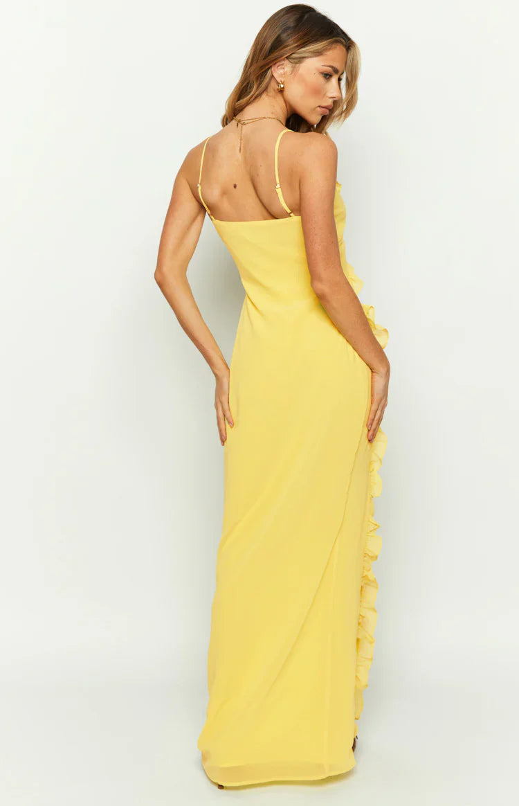Nahanee Ruffle Maxi Dress | Yellow