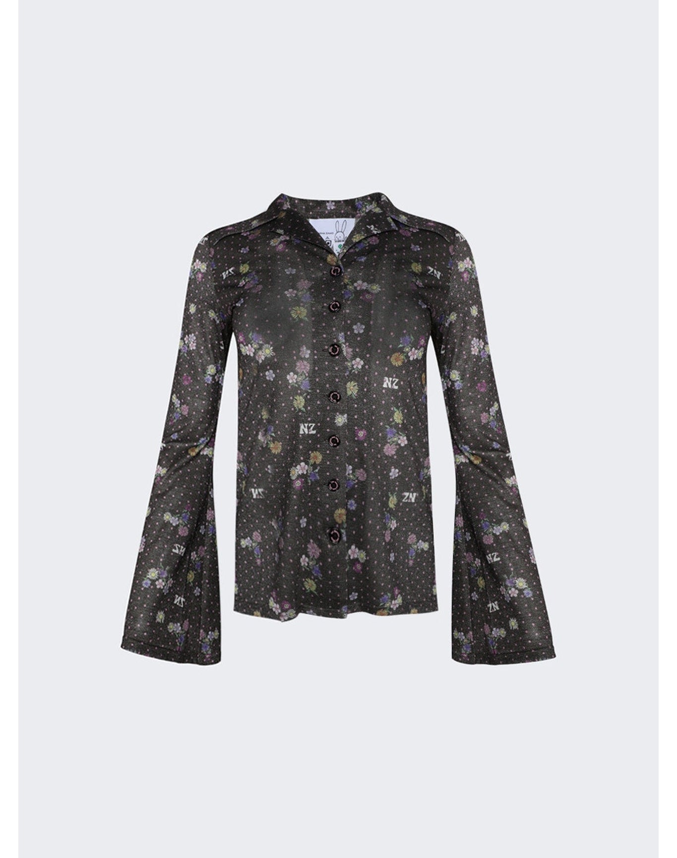 Natasha Zinko | Women | Polka Dot Flowers Shirt | Black