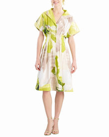 Natori | Womens | Orchid Poplin Pleat Shirtdress | Green