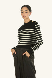 Nell Knit | Black and Creme Stripe