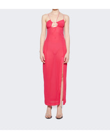 Nensi Dojaka | Women | Asymmetric Bra Maxi Dress | Fuchsia