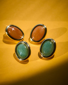 Sunset Stone Studs | Silver | Natural Aventurine