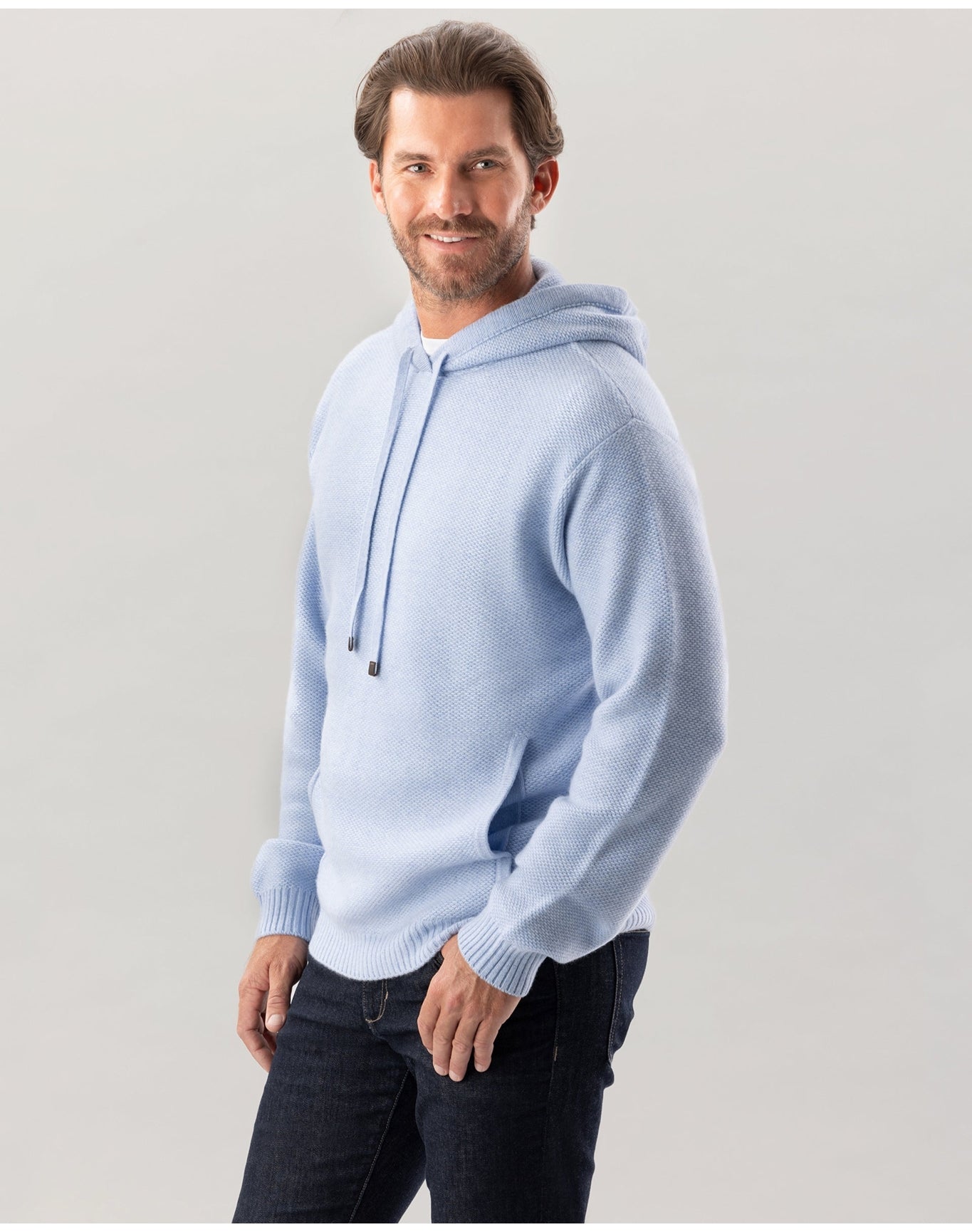 Nomad1942 | Men | Kobre Cashmere Hoodie | Ice Blue