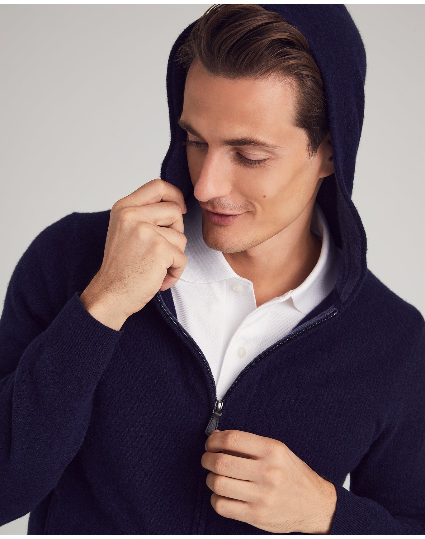 Nomad1942 | Men | Stuyvesant Zip Cashmere Hoodie | Midnight