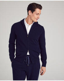Nomad1942 | Men | Stuyvesant Zip Cashmere Hoodie | Midnight