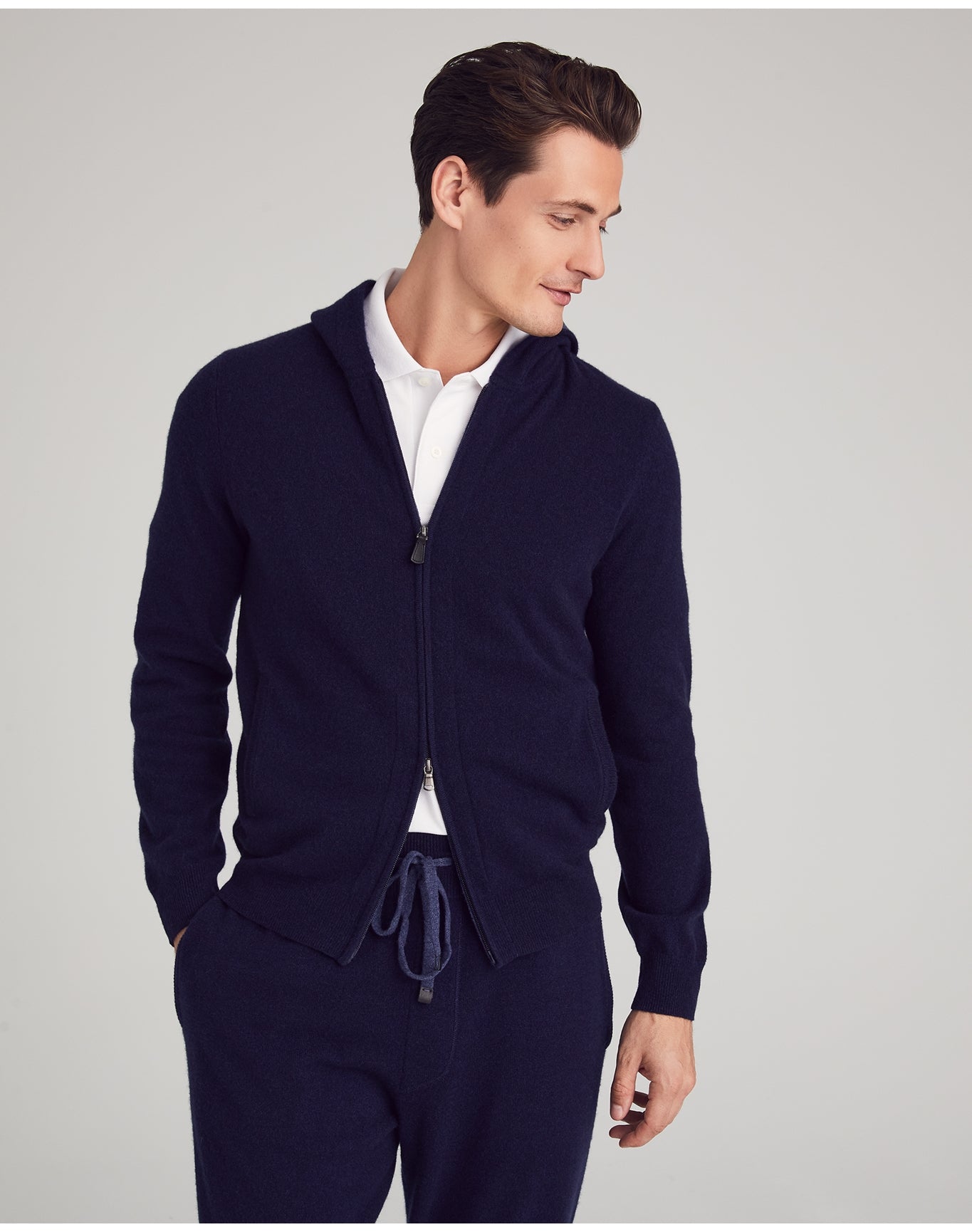 Nomad1942 | Men | Stuyvesant Zip Cashmere Hoodie | Midnight