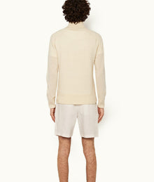 Norwich Linen Tailored Fit O.B Stripe Linen Shorts | White Sand