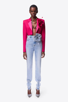 Flower Corsage Cropped Blazer | Raspberry