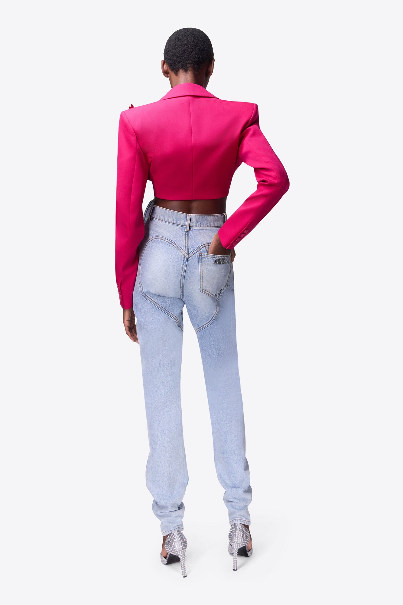 Flower Corsage Ankle Zip Jean | Super Light Wash