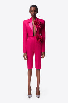 Flower Corsage Cropped Blazer | Raspberry