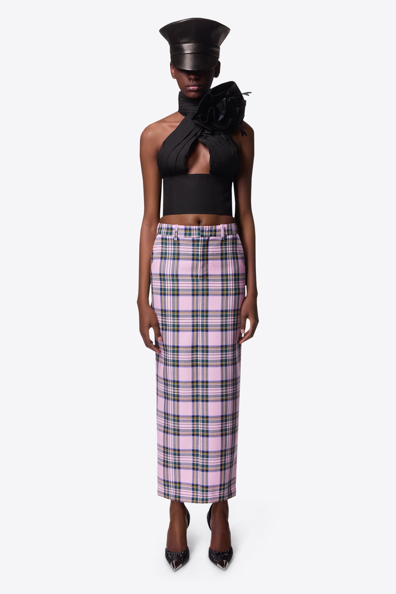 Checked Midi Skirt | Pink Multi